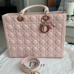 LADY DIOR large pink Lamb skin bag STUNNING!!!